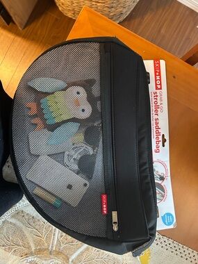Skip Hop Black Stroller Saddle Bag with Mesh Pocket